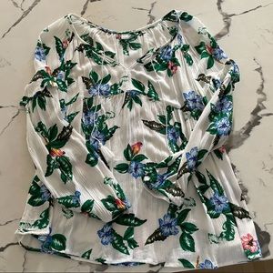 Old Navy Linen Like Long Sleeve Blouse with Tassels